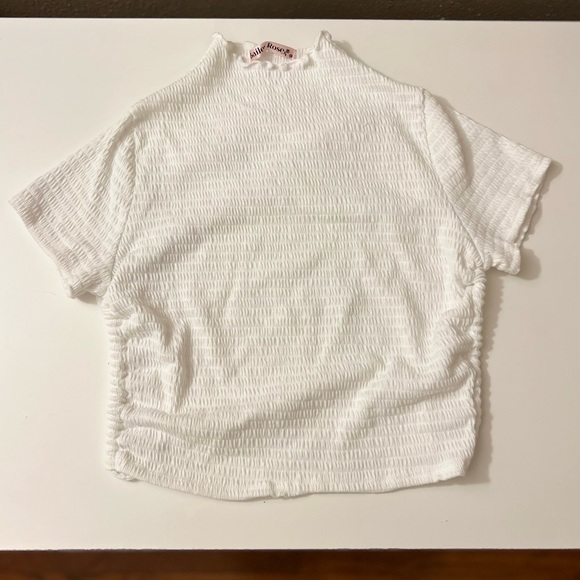 White Open Back Mock Neck Tie Top - Picture 1 of 4